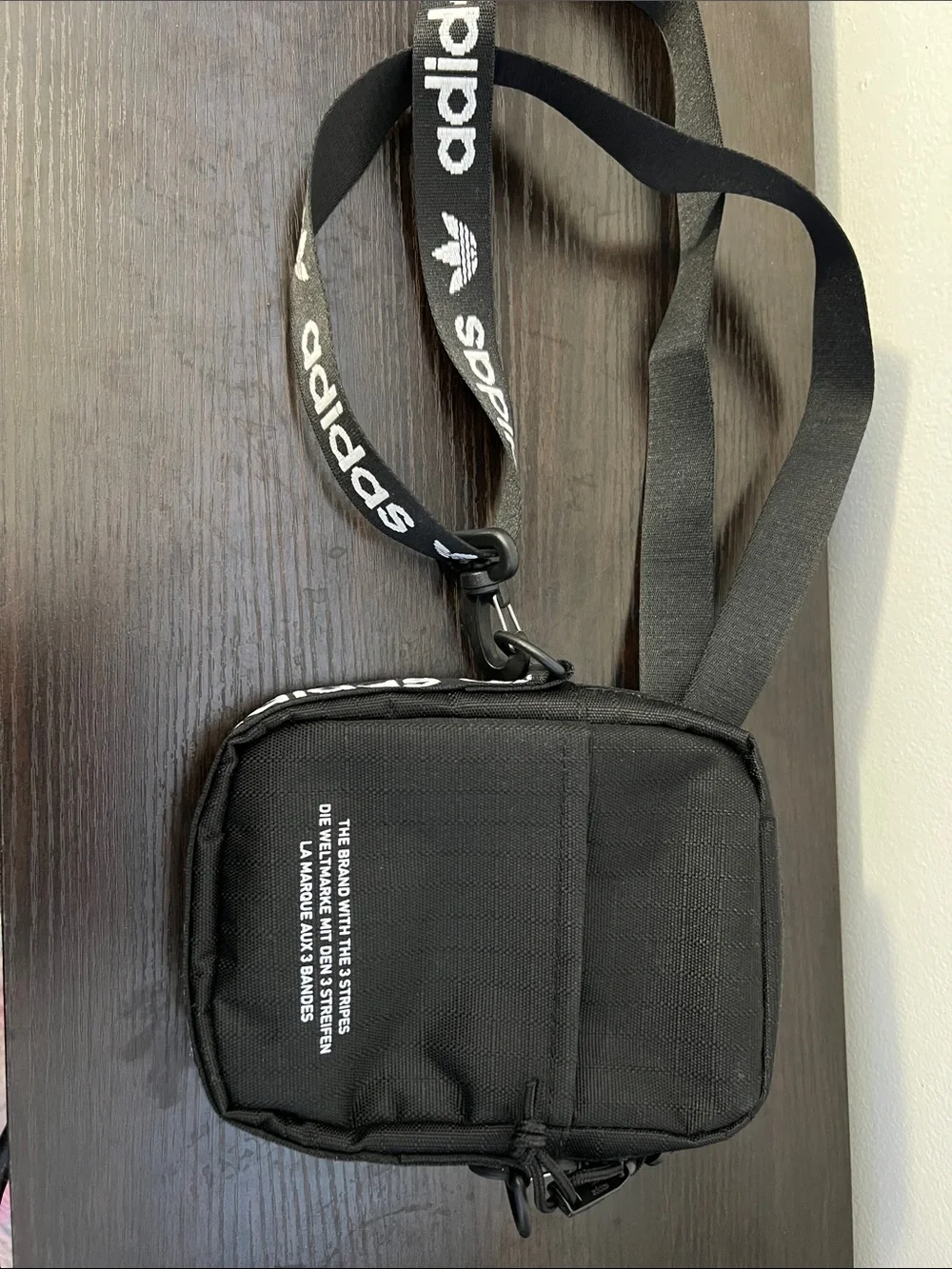 NWOT adidas Black Trefoil Mini Crossbody Pouch